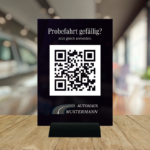 "Probefahrt" QR-Code Tischaufsteller aus Acrylglas