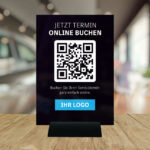 "Online Terminvereinbarung" QR-Code Tischaufsteller aus Acrylglas